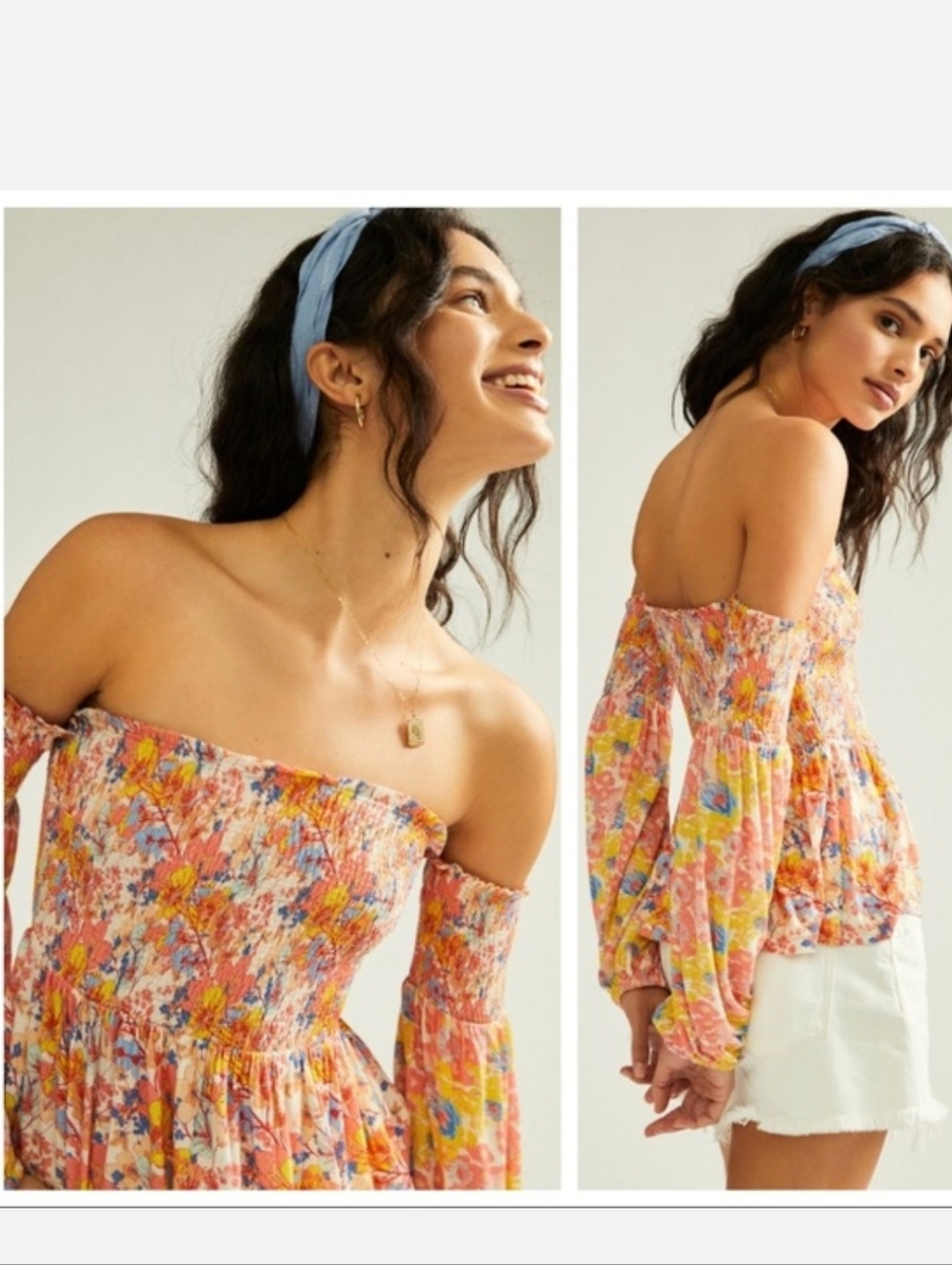 Anthro Conditions Apply Roslyn Smocked Off The Shoulder Top